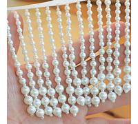 Garniture à franges perlées, Pendentif en perles, ruban dentelle, suspendues, pompon, franges, robe de mariée, décoration vêtements, bricolage, rideau, couture, garniture(White,1 Yard)