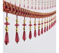 Garniture à franges perlées, Rideau en dentelle et perles de cristal, 12 mètres, garniture à franges perlées, décoration mariage suspendre, DIY(Red)