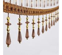 Garniture à franges perlées, Rideau en dentelle et perles de cristal, 12 mètres, garniture à franges perlées, décoration mariage suspendre, DIY(Brown)