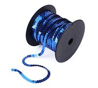 Garniture à Paillettes Paillettes Plates, 100 Yards 6mm Bande de Paillettes Plate Ronde DIY Rouleau de Ruban à Paillettes pour Artisanat Embellissements Accessoires de Costume (Bleu)