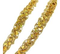 Garniture A Paillettes Ruban à paillettes en tissu for garniture dentelle, 5 Yards, for vêtements, chapeau, décoration de couture, accessoires artisanaux faits la main, DIY bricolage(Gold)