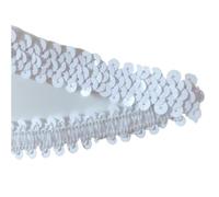 Garniture A Paillettes Ruban de dentelle à paillettes 2 Yards, élasticité 2cm, for vêtements danse, rideau, artisanat, couture, décor, accessoires bricolage(WHITE)