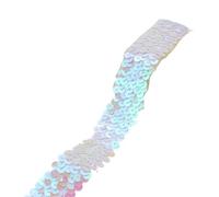 Garniture A Paillettes Ruban élastique à paillettes de 2 Yards, garniture extensible for coudre un bandeau robe(White)