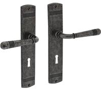 Garniture à plaque longue Helena Zamak F77 Gris BB 72mm DIN L/R INTERSTEEL