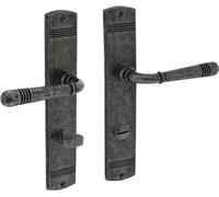 Garniture à plaque longue Helena Zamak F77 Gris WC 72mm DIN L/R INTERSTEEL