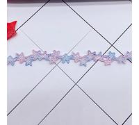Garniture à volants de couture, Tissu en dentelle brodée coton, 1Yards, étoile, ruban appliqué, garniture de couture, Guipure, couleurs arc-en-ciel, lacets for vêtements(Pink blue)