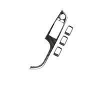 Garniture bouton lève-vitre Kit d'autocollants en fibre de carbone véritable pour cadre de commutateur de fenêtre de porte de voiture pour série 3 E90 2005-2012
