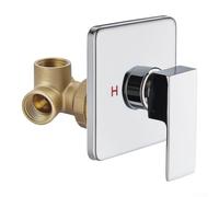 Garniture carrée pour robinet de douche - Corps en laiton noir mat - 12 cm | Finition noire mate, design carré, corps en laiton, convient aux valves standard, marquages H/C transparents