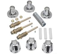 Garniture Chromée pour Mitigeur Bain Douche | Ajustement pour professionnel, tiges en laiton, poignées métalliques, finition chrome, pour 3 poignées(Set)