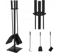 Garniture de cheminée Accessoires de cheminée Outils de cheminée Couvert de poêle 4 pcs. acier 10125