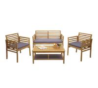 Garniture de jardin HWC-E99b, ensemble de salon balcon Lounge-Set, bois d'acacia massif MVG ~ coussin gris foncé
