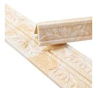 Garniture de moulage en mousse 3D pour mur, cadre de porte et escalier - Frise de papier peint XPE résistante à l'humidité - 230 x 8 cm, blanc cassé, jaune et blanc
