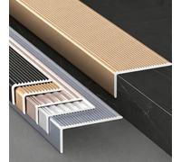 Garniture De Nez De Marche Autocollant Protecteur De Bord D'Escalier | 35 Pouces, Aluminium, Pèle Et Colle, Bords Dentelés Antidérapants, Moulure En L(Black,90cm L 100mm*30mm)