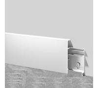 Garniture de plinthe en aluminium de type F 125 cm 4 pièces moulées en métal pour une décoration et une réparation faciles des bases murales. Platine blanc mat, 46 mm, design durable et élégant