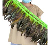 Garniture de plumes queue faisan 10M 25-30CM | Ruban à franges for artisanat, fournitures de décoration de costumes de fête de carnaval(Color 17,2M)