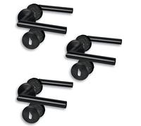 Garniture de porte à rosace I Lot de 3 ferrures de porte en acier inoxydable noir pour 3 portes de chambre avec trou de serrure à garniture, cliprosette Ø 52 mm, poignée de porte, poignée de porte