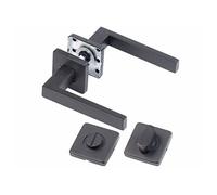AGT : Garniture de porte de WC/salle de bains - 2 poignées noires sur rosaces