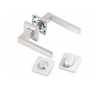 AGT Garniture de porte de WC/salle de bains, 2 poignées sur rosaces carrées
