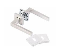 : Garniture de porte en inox, 2 poignées sur rosaces carrées
