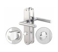 AGT Garniture de porte en inox pour portes de WC/SdB – 2 poignées