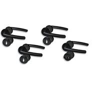 Garniture de porte II - Lot de 4 ferrures de porte en acier inoxydable noir - Pour 3 portes de chambre avec trou de serrure à clé et 1 porte WC de salle de bain - Cliprosette Ø 52 mm - Poignée de