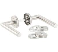 AGT – Garniture de porte moderne en inox – 2 poignées avec rosaces
