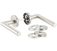 Garniture de porte moderne en inox: 2 poignées avec rosaces - AGT