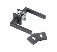 AGT Garniture de porte noire - 2 poignées sur rosaces carrées