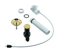 Garniture de vidage à tirette GROHE, excentrique rond à pousser avec câble Bowden, coude de vidage peu encombrant, avec vanne à crépine, 40986GN0, Couleur: lever de soleil frais brossé