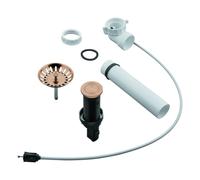 Garniture de vidage à tirette GROHE, excentrique rond à pousser avec câble Bowden, coude de vidage peu encombrant, avec vanne à crépine, 40986DL0, Couleur: coucher de soleil chaud brossé