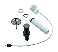 Garniture de vidage à tirette GROHE, excentrique rond à pousser avec câble Bowden, coude de vidage peu encombrant, avec vanne à crépine, 40986AL0, Couleur: graphite dur brossé