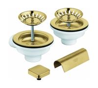 Garniture de vidage GROHE, avec excentrique, pour éviers de cuisine à 2 bacs, avec élément de recouvrement, 40999GN0, Couleur: lever de soleil frais brossé