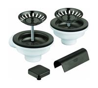 Garniture de vidage GROHE, avec excentrique, pour éviers de cuisine à 2 bacs, avec élément de recouvrement, 40999AL0, Couleur: graphite dur brossé