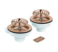 Garniture de vidage GROHE, sans excentrique, pour éviers de cuisine avec 1 bassin, avec élément de recouvrement, 40997DL0, Couleur: coucher de soleil chaud brossé