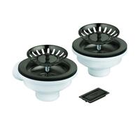 Garniture de vidage GROHE, sans excentrique, pour éviers de cuisine avec 1 bassin, avec élément de recouvrement, 40997AL0, Couleur: graphite dur brossé