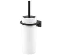 Garniture de WC Ronde bremermann Savona avec Surface caoutchoutée Softtouch, y Compris Support Mural à Coller ou à percer en Plastique (Blanc)