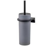 Garniture de WC Ronde bremermann Savona avec Surface caoutchoutée Softtouch, y Compris Support Mural à Coller ou à percer en Plastique (Gris)