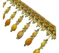 Garniture décorative artisanale 1 m de PerIes en polyester acrylique orange clair/gris cendré/rose pêche, bonne élasticité, pompon, accessoires couture for rideaux, pièce(Gradual yellow)