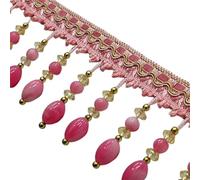 Garniture décorative artisanale 1 m de PerIes en polyester acrylique orange clair/gris cendré/rose pêche, bonne élasticité, pompon, accessoires couture for rideaux, pièce(Peachy pink)