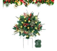 Garniture D'Urne De Noël Extérieur - Décoration Artificielle Lumineuse pour Les Fêtes - Décoration pour Sapin De Noël - pour Intérieur Extérieur Porche Porte d'Entrée Pas de Porte Patio Jardin