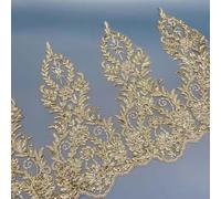 Garniture en dentelle dorée de luxe de 36 cm de large avec paillettes, cordon de broderie, bordure en dentelle, accessoire de couture, 1 mètre-or-1 mètre