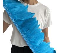 Garniture en plumes d'oie de 2 mètres, frange en plumes moelleuses naturelles, longueur 15-20cm, décoration de jupe de Costume à faire soi-même pour couture(Blue22)