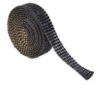 Garniture en strass ruban de chaîne en cristal Hot Fix 5 rangées 1 m strass scintillants pour bricolage vêtements sacs chaussures accessoires décoration violet AB couleur noir (Noir 5 rangs)