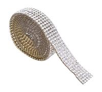 Garniture en strass ruban de chaîne en cristal Hot Fix 5 rangées 1 m strass scintillants pour bricolage vêtements sacs chaussures accessoires décoration violet AB couleur noir (Argent 5 rangs)