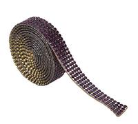 Garniture en strass ruban de chaîne en cristal Hot Fix 5 rangées 1 m strass scintillants pour bricolage vêtements sacs chaussures accessoires décoration violet AB couleur noir (Violet 5 rangs)