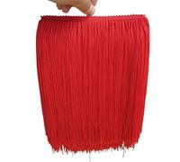Garniture Frange Dentelle Pour Robe Latine 1 yard/lot 25 cm de long en polyester dentelle gland frange blanc garniture ruban coudre robe latine scène vêtement rideau bricolage accessoires(Red)
