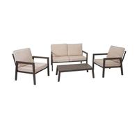 Garniture Hwc-L64, Salon De Jardin Garniture De Jardin Lounge-Set Canapé, Métal Rembourrage Crème-Blanc Gris