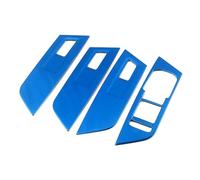 Garniture Intérieure Autocollant Compatible Avec Skoda Pour Karoq 2017 2018 2019 2020 2021 Couvercle Panneau Bouton D'interrupteur Lève-vitre D'accoudoir Porte Intérieure Voiture(Blue)