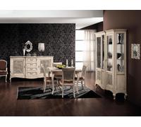 Garniture Meubles en bois Commode 4x Chaise Table Vitrine Nouveau groupe Salle à manger Set 7tlg