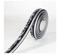 Garniture murale, Autocollants de bordure papier peint à décoller et coller, garniture plinthe, décoration miroir 3D, bandes auto-adhésives, longueur 5 m, largeur 28 mm(Black Gray)